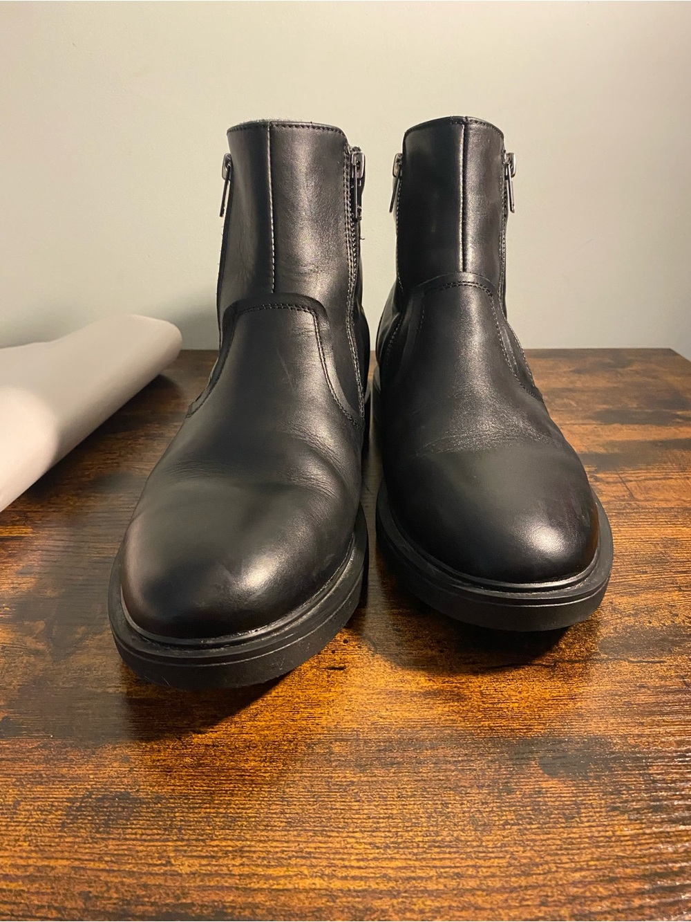 Aldo Black Waterproof Leather Chukka Zip Boots